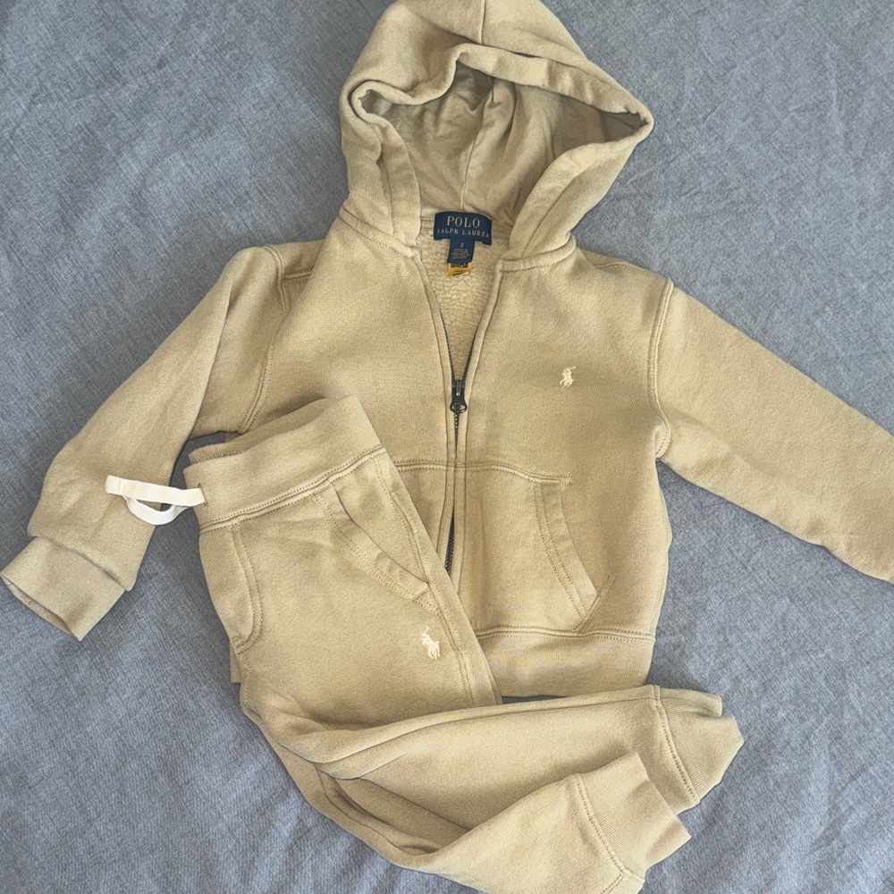 Polo by Ralph Lauren Kids Beige Hoodie and Jogger Set